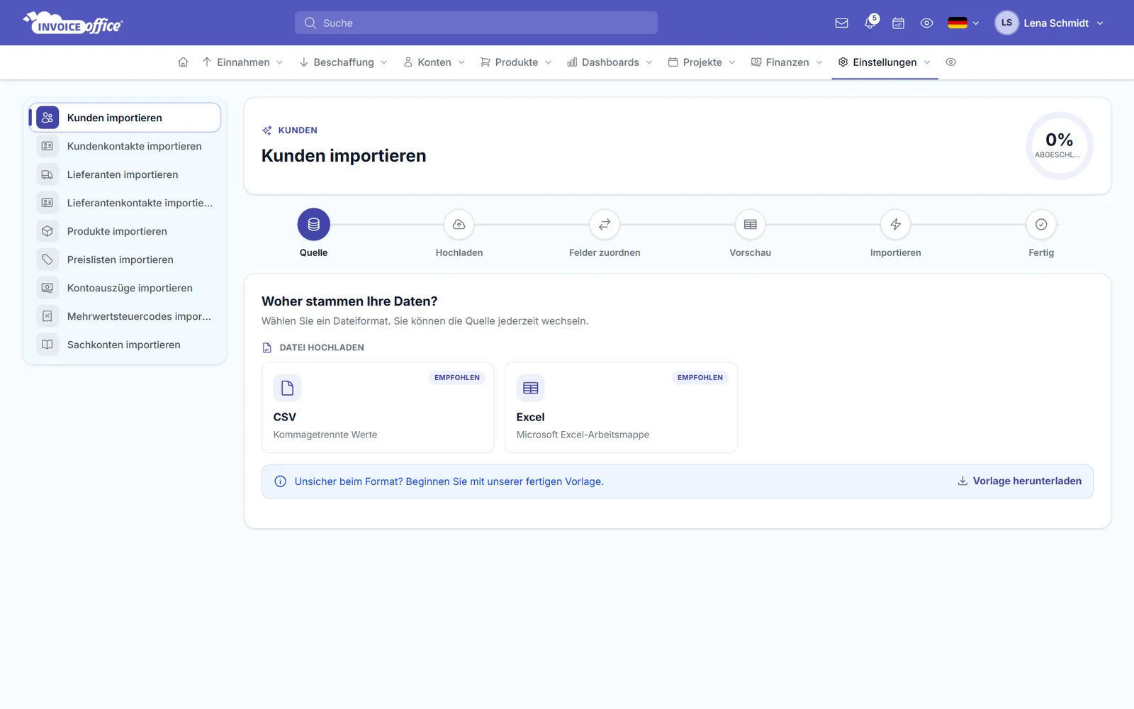 Kunden und Produkte in Invoice Office importieren